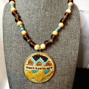 Native American Beaded Pendant and Necklace